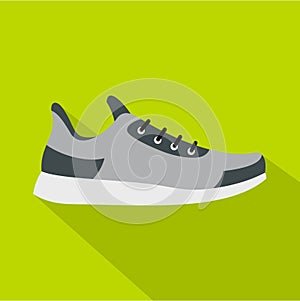 Gray sneaker icon, flat style