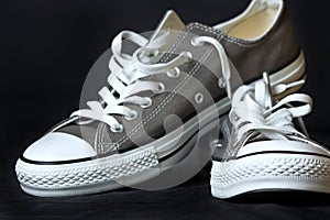 Gray sneakers classic youth footwear