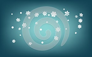 Gray Snow Panoramic Vector Blue Background. Sky