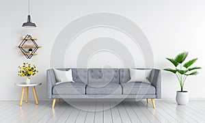 Gray sofa in living room for mockup, 3D rendering photo