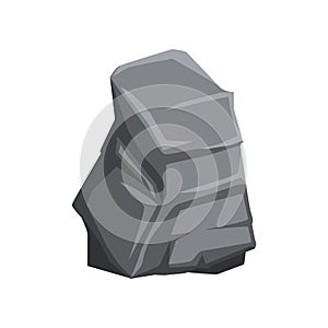 Gray solid stone. Mountain rock with lights and shadows. Natural vector object for creating landscape background of