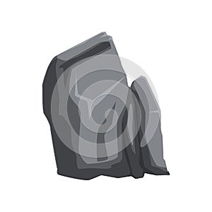 Gray solid stone. Mountain rock. Natural vector element for creating landscape background of video game