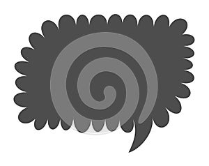 A gray speech bubble with scalloped edges photo