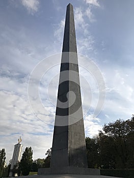 Gray stone big beautiful majestic monument to the eternal glory of grief in the city of Kiev