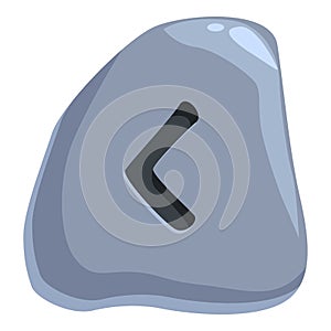 Gray stone with carved laguz rune symbolizing water element photo