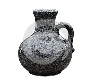 Gray stone jug on a white background