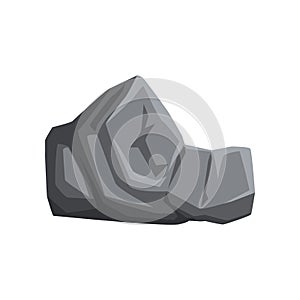 Gray stone with lights and shadows. Solid mountain rock. Natural vector element for map or landscape background of