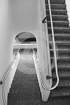 Stone staircase steps in modern building