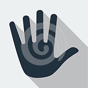 Gray Stop hand icon isolated on background. Modern flat pictogram, business, marketing, internet concept. Trendy Simple vector