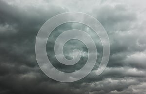 Gray stormy sky with lots of heavy clouds