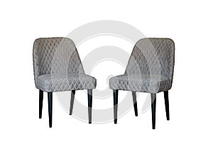 Gray stretch armless chairs isolated on a white background
