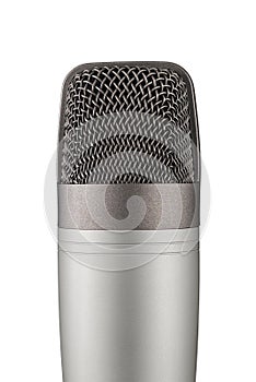 Gray studio condenser microphone isolated on white background