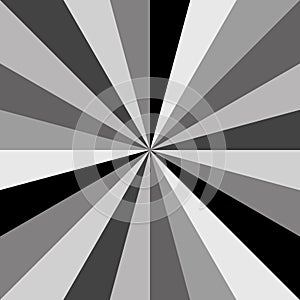Gray Sunburst background vector pattern of swirled radial striped design.