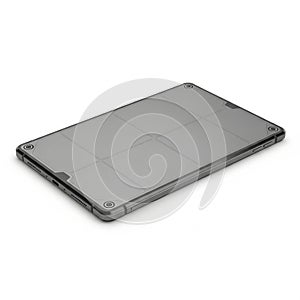 Gray Tablet Device With Grid Pattern On Screen On A White Background technology electronic