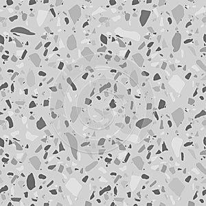 Gray terrazzo seamless texture. Floor tile, polished stone pattern. Marble surface.