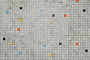 Gray tiled mosaic wall with random color pattern background