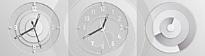 Gray tone paper cut dials of clock