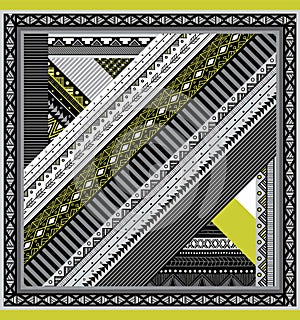 gray triangular ethnic pattern and gray baseline