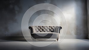 Gray Tufted Sofa In Victorian Glasgow Style - Stock Photo