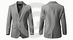 Gray Two-Button Blazer Front and Back View