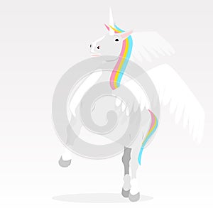 Gray Unicorn in rainbow colors