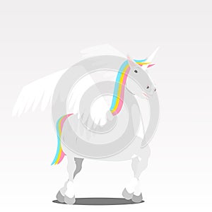 Gray Unicorn in rainbow colors