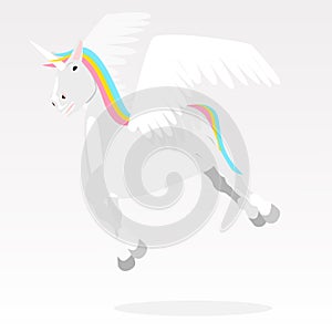Gray Unicorn in rainbow colors