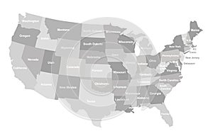 Gray USA map with states. Vector illustration