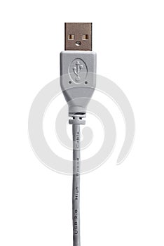 Gray USB cable isolated on white background