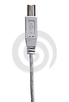 Gray USB cable isolated on white background