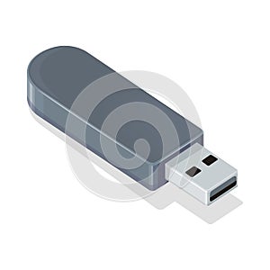 Gray USB Flash Drive Isolated on White Background.