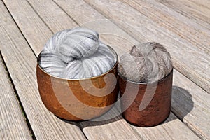 Gray variegated merino sheep wool