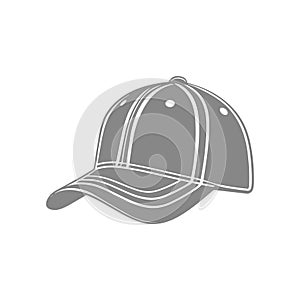 Black and white vector illustration of a baseball cap