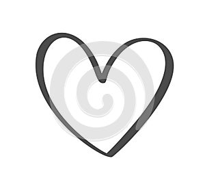 Gray Vector Valentines Day Hand Drawn Calligraphic Heart. Holiday Design element valentine. Icon love decor for web