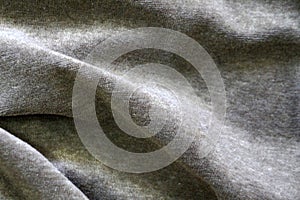 Gray velor draped material for textile background