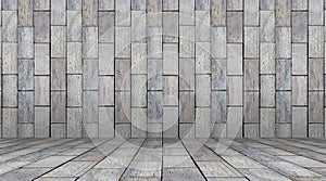 Gray wall and floor bricks pattern