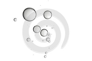 Gray water bubbles isolated over white