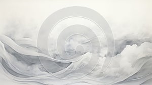 Gray Wave: Abstract Watercolor In The Sea Near Clouds