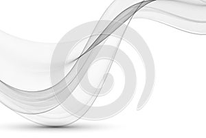 Gray wavy lines on a white background.Abstract transparent smoky wave flow.