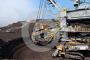 Gray wheel mining coal excavator