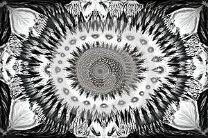 Gray White Kaleidoscope Abstract Background. Circle Abstract Fractal Kaleidoscope Background Generated Ai