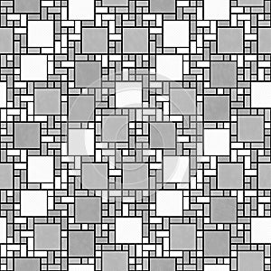 Gray, White and Black Square Mosaic Abstract Geometric Design Ti