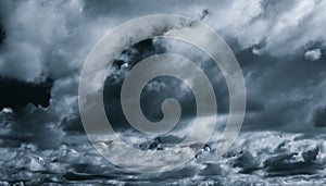 Gray and white cloud abstract background. Sad, dead, hopeless, and despair background. Thunder and storm concept. Gray sky