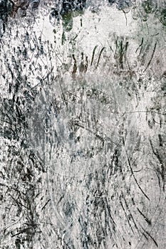 Gray, white concrete wall with plaster relief pattern and lines, background image, texture. scratched wall. Plaster.