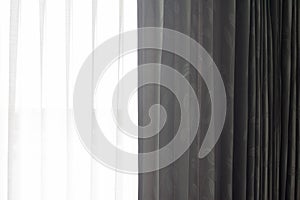 Gray and white curtain window decoration interior room.