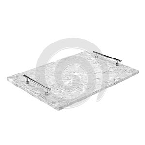 Gray and white, elegant marble serving tray with handles