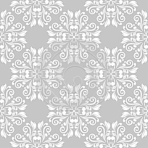 Gray and white floral seamless pattern