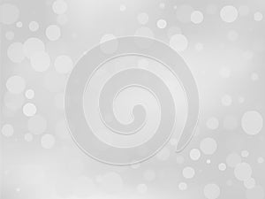 Gray-white gradient background with bokeh effect. Abstract blurred pattern. Overlapping transparent bubbles Vector illustration