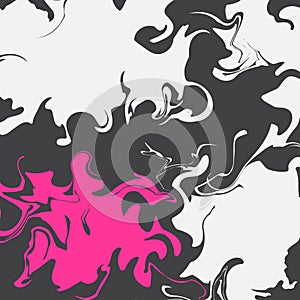 Gray White Hot Pink Abstract Marble Ink Blots Illustration Background