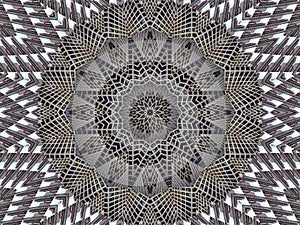 Gray white kaleidoscope pattern abstract background. Circle pattern. Abstract fractal kaleidoscope background. Abstract fractal pa